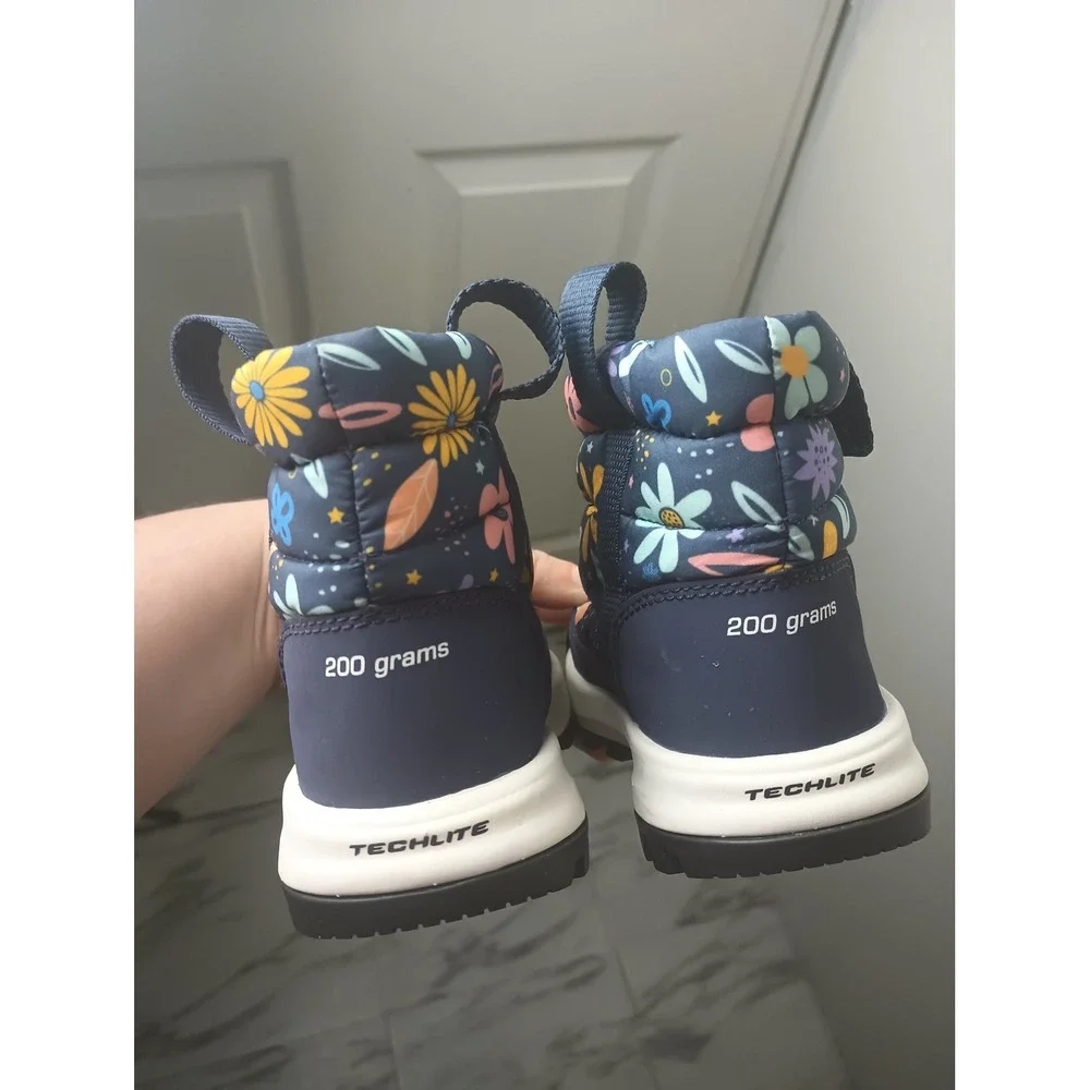 Columbia Toddler Girls Omni-Heat Floral Winter Boots Navy Blue Size 8 BC2238-466